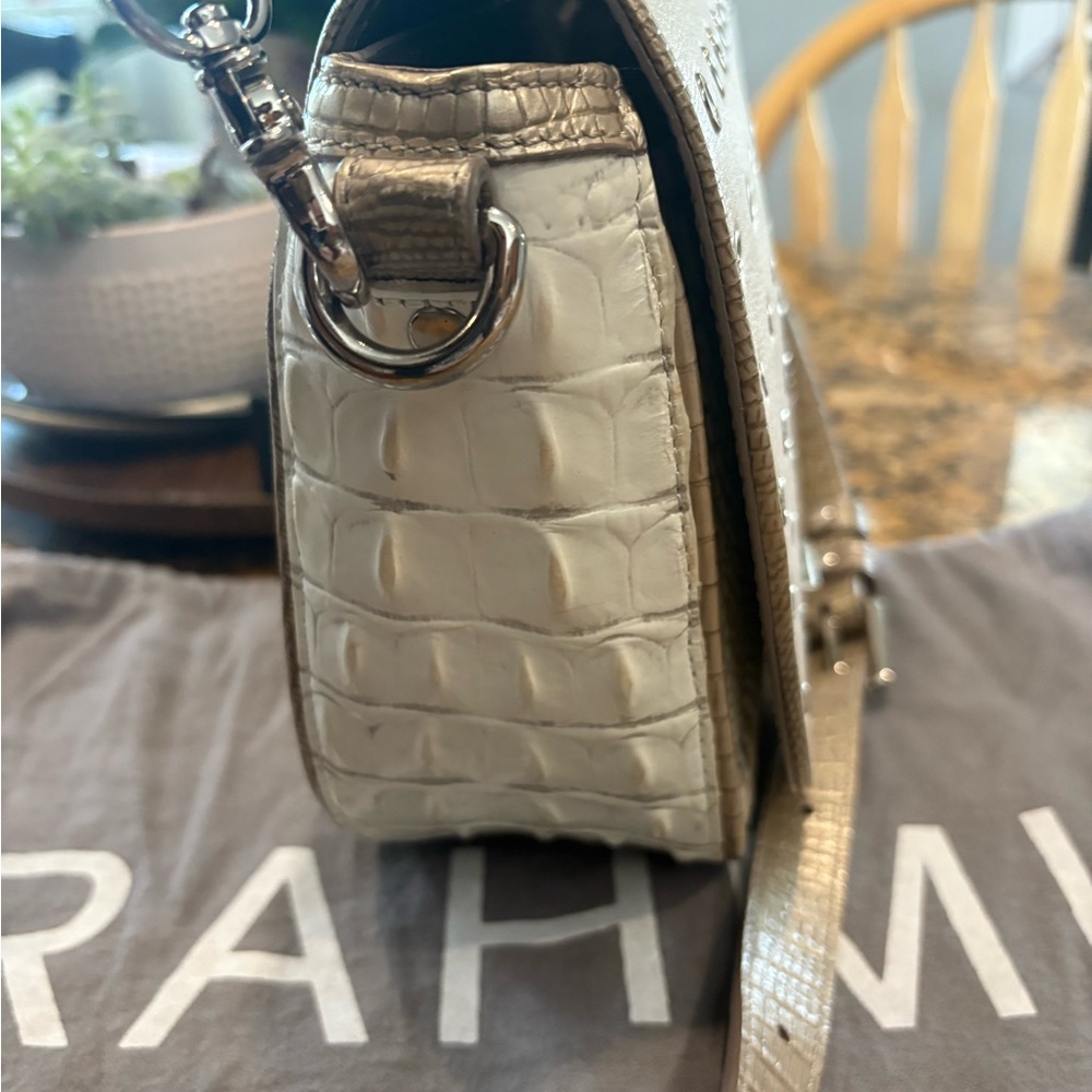 Brahmin Cream Crossbody Bag with gromet Detailing - Picture 7 of 12